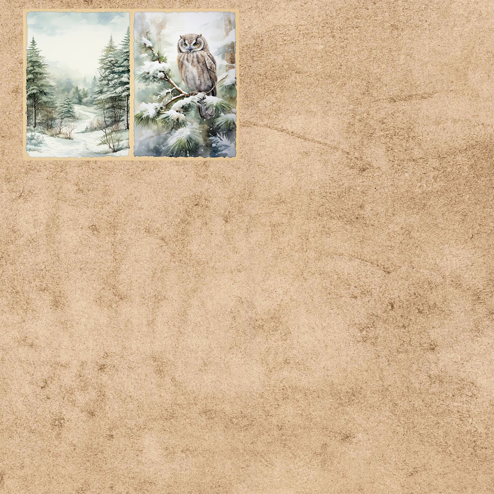 10 Sheets A5 Size Winter Snow Forest Is A Fox Owl Background Vintage Grunge Journal Planning Scrapbooking