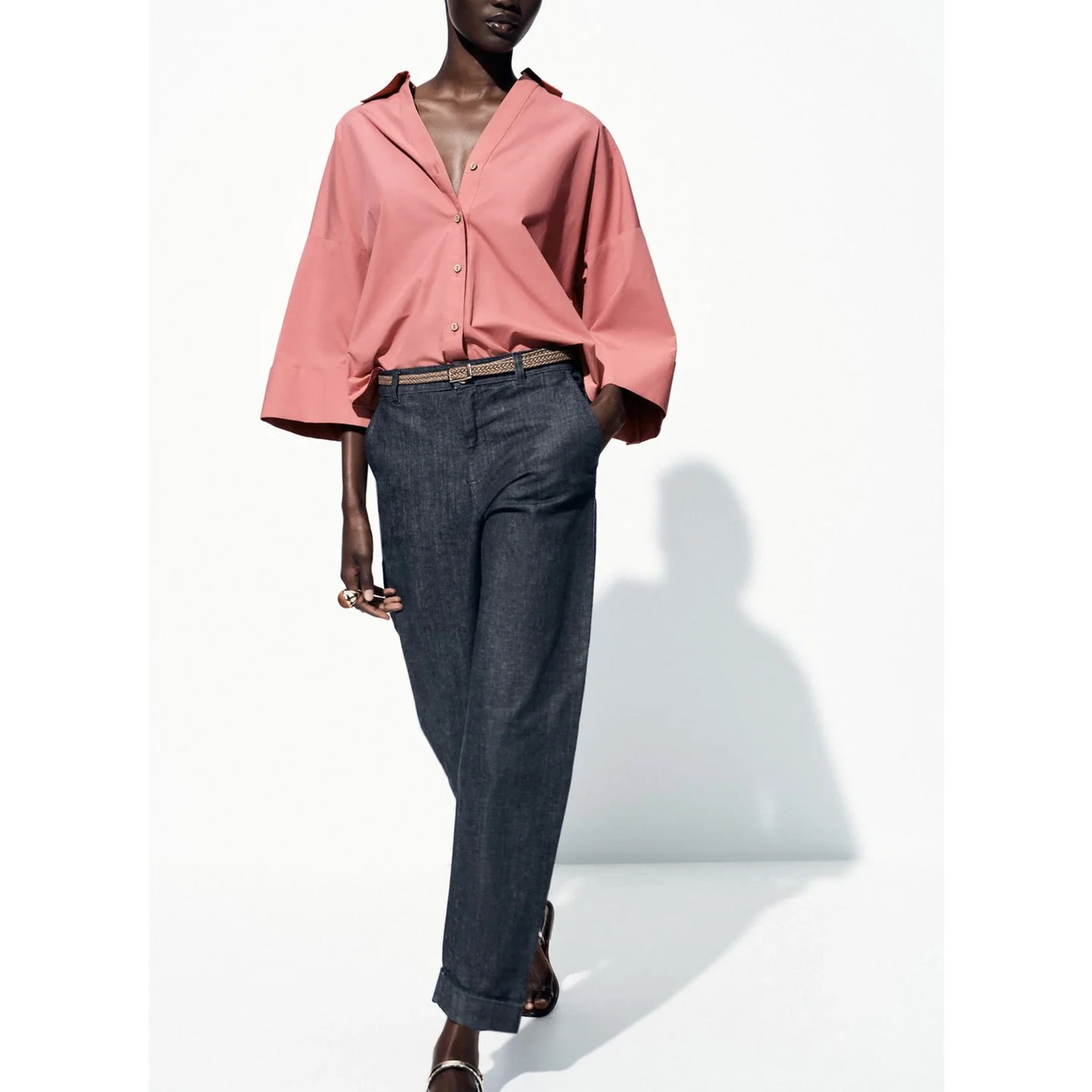 Sommer Neue Ankunft frauen matte Sle Mid-Taille Einzigen ket Gewebt Gürtel Denim Casual Hosen Hohe Taille Breite bein Zipper