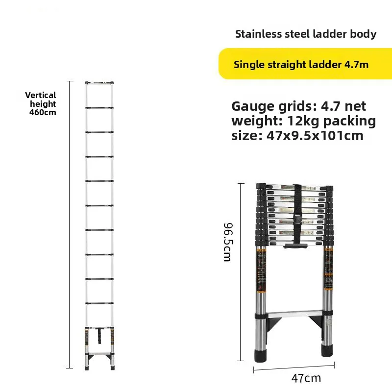 Minimalist Telescopic ladder Stainless steel straight ladder Stairs  shrinking  step ladder and durablesturdy and durable