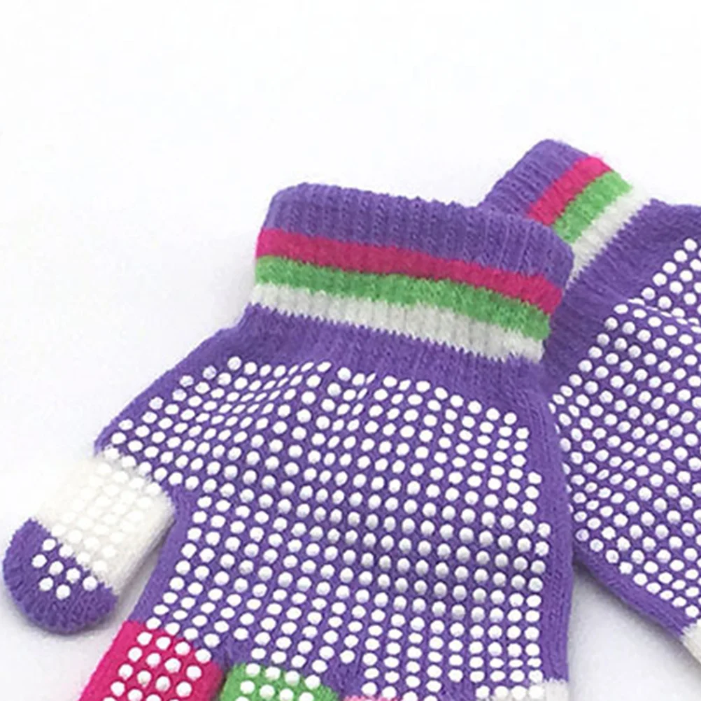 

12Pairs Kids Gripper Gloves Warm Non-Slip Stretchy Snow Gloves for Outdoor Winter Girls Random Colors