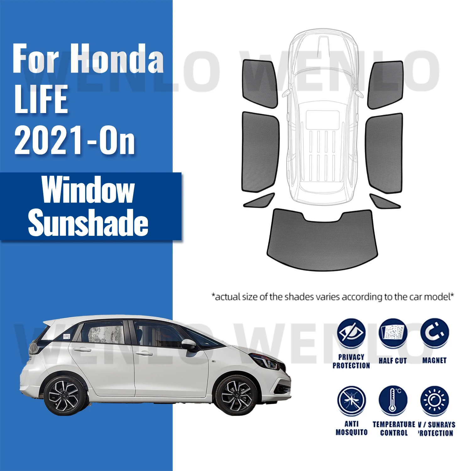 

For Honda LIFE 2021 2022 2023 2024 Car Sunshade Shield Front Rear Windshield Curtain Side Baby Window Sun Shade Visor