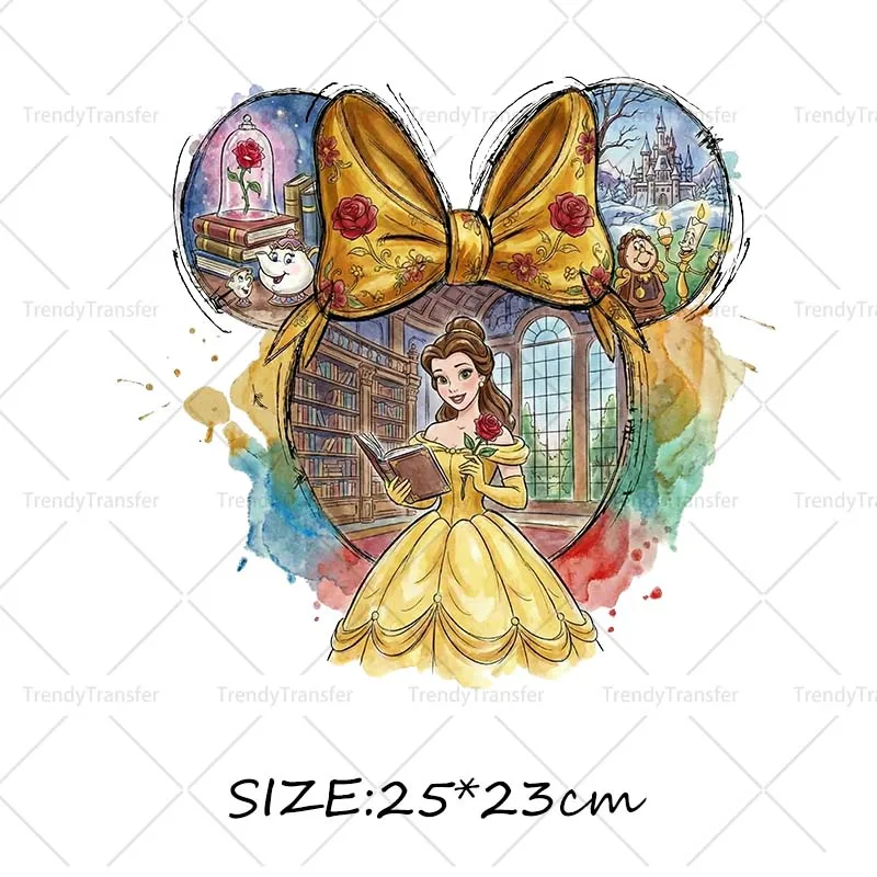 Muis Hoofd Prinses strijktransfers voor kleding, hittepers stickers, thermische patches op T-shirts