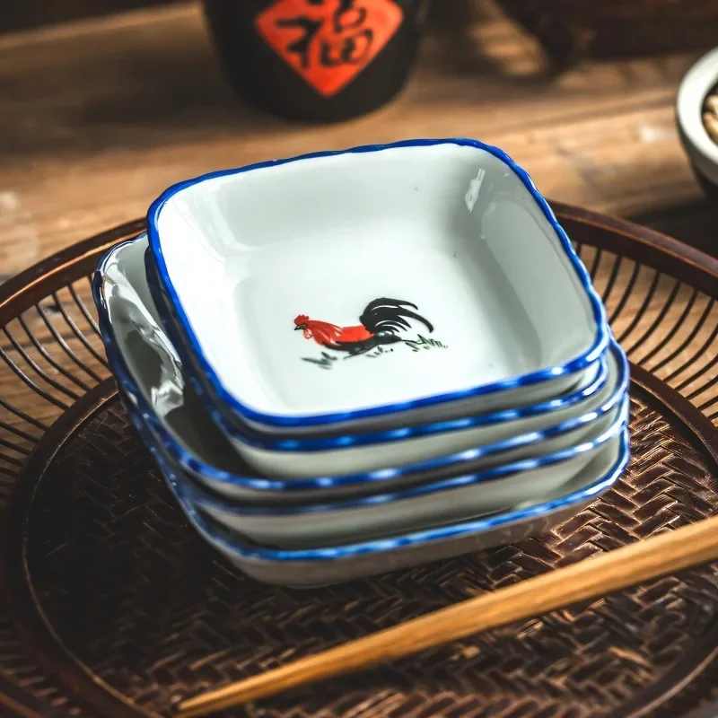 6 Inch Square Plate Commercial Snack Plate Tableware Ceramic Dim Sum Plate Suitable for Household Hotel Tableware