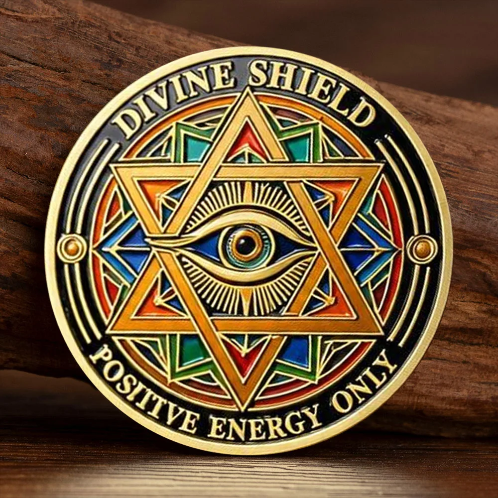 Vintage Evil Eye Gold Plated Commemorative Coin Divine Shield Protection Vision Amulet Collection Coin Decorative Gift for Men