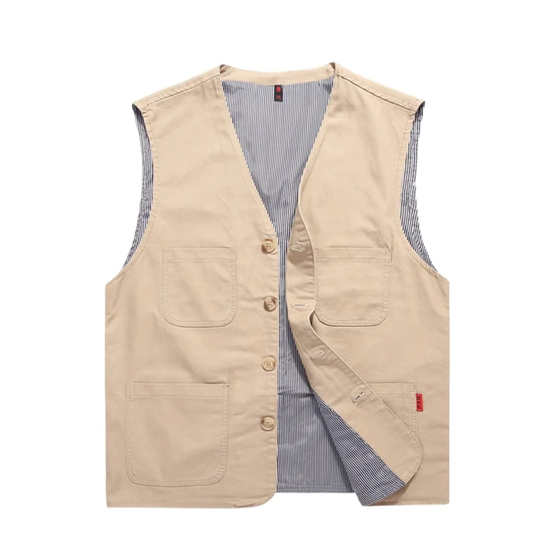 Men's Pure Cotton Oversized Vest, Pure Cotton Vest, Multiple Pockets, Casual Camisole, Outdoor Casual Vest, Fishing Trend