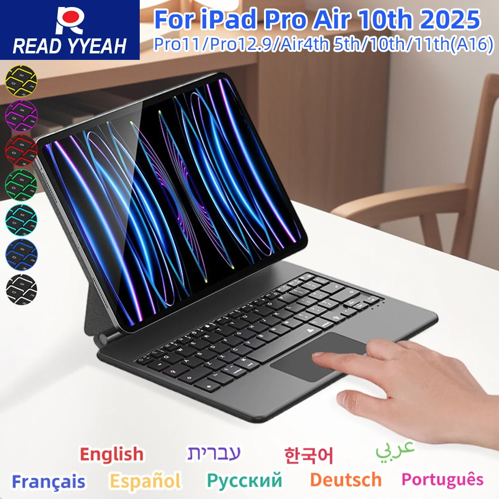 NEW Magic Keyboard With Touch Panel for iPad Air 4 5 10.9in 10th iPad A16 2025 Pro 12.9in 2018-2022 Tablet Case Smart Cover
