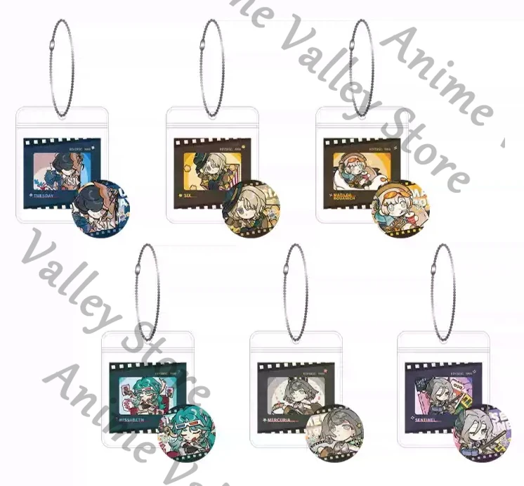 Auténtico Anime Reverse:1999 6 Sentinel Mercuria Hissabeth Matilda Bouanich Cosplay Llavero con emblema de dibujos animados de hojalata y colgante