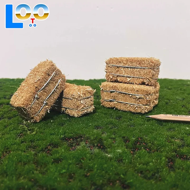 6 قطع من باليات القش الصغيرة كومة قش المزرعة المصغرة الريفية القابلة للتكديس كتل القش المزيفة لتزيين بيت الدمى