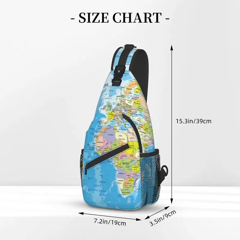 Personalizado mapa do mundo sling sacos de ombro moda masculina crossbody peito mochila ciclismo acampamento daypack