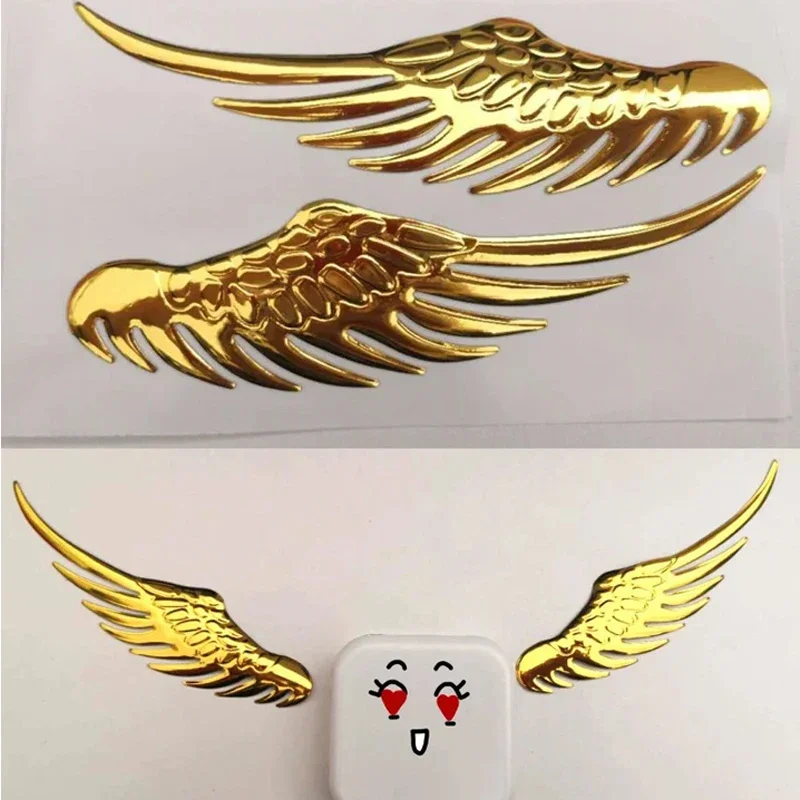 زوج واحد ملصق سيارة أجنحة ملاك ثلاثية الأبعاد من PVC ملصق إبداعي DIY إكسسوارات خارجية للسيارة أحمر/ذهبي/فضي 13*7 سم - 5