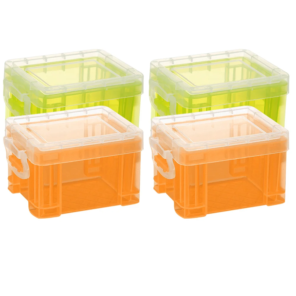 

4Pcs Colorful Desktop Storage Box Lightweight Small Size with Lid Large Capacity for Cosmetics Index Cards Snacks Reusable