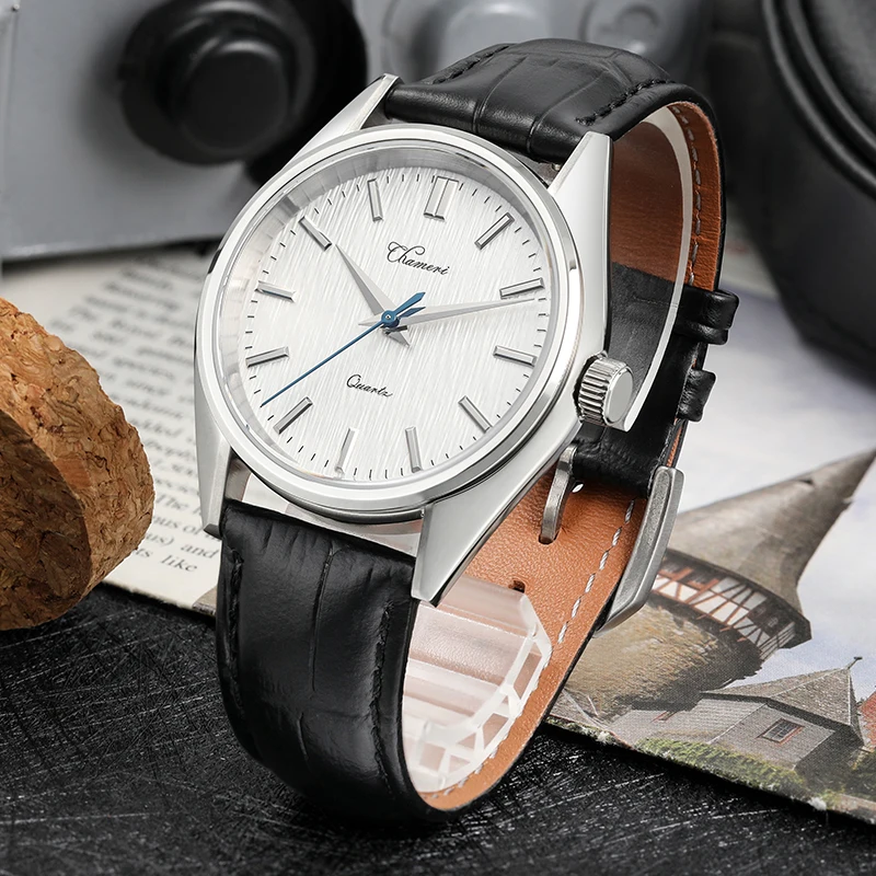Chameri GS02 montre VH31 balayage deuxième mouvement en acier inoxydable saphir cristal montre-bracelet d'affaires 37mm montres Vintage