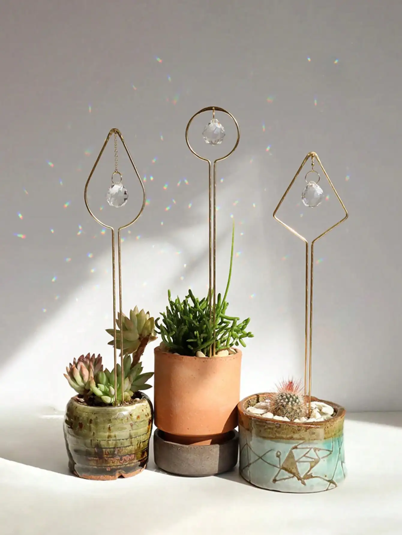 

3pcs Prism Planting Stakes Flower Pot Decoration, Garden Decoration, Home Decoration
