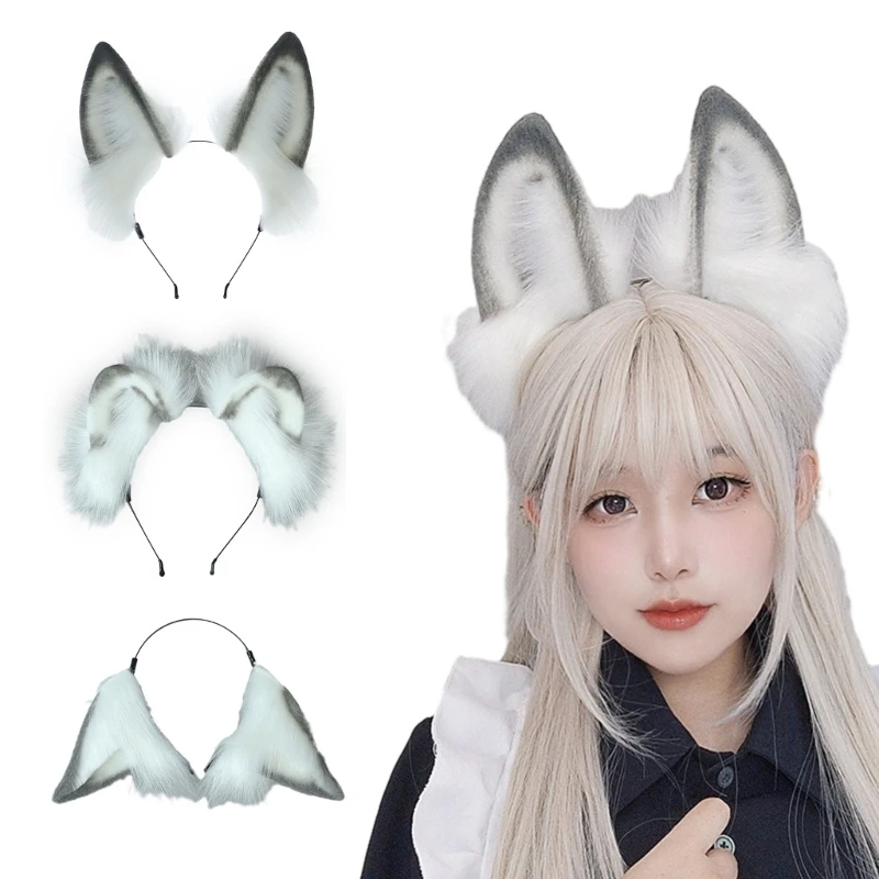 Gothic Anime Beast Ear Hair Hoop Bendable Headband Women Furry Plush Foxes Cat Sheep Ear Hairband Masquerade Stage Show Props