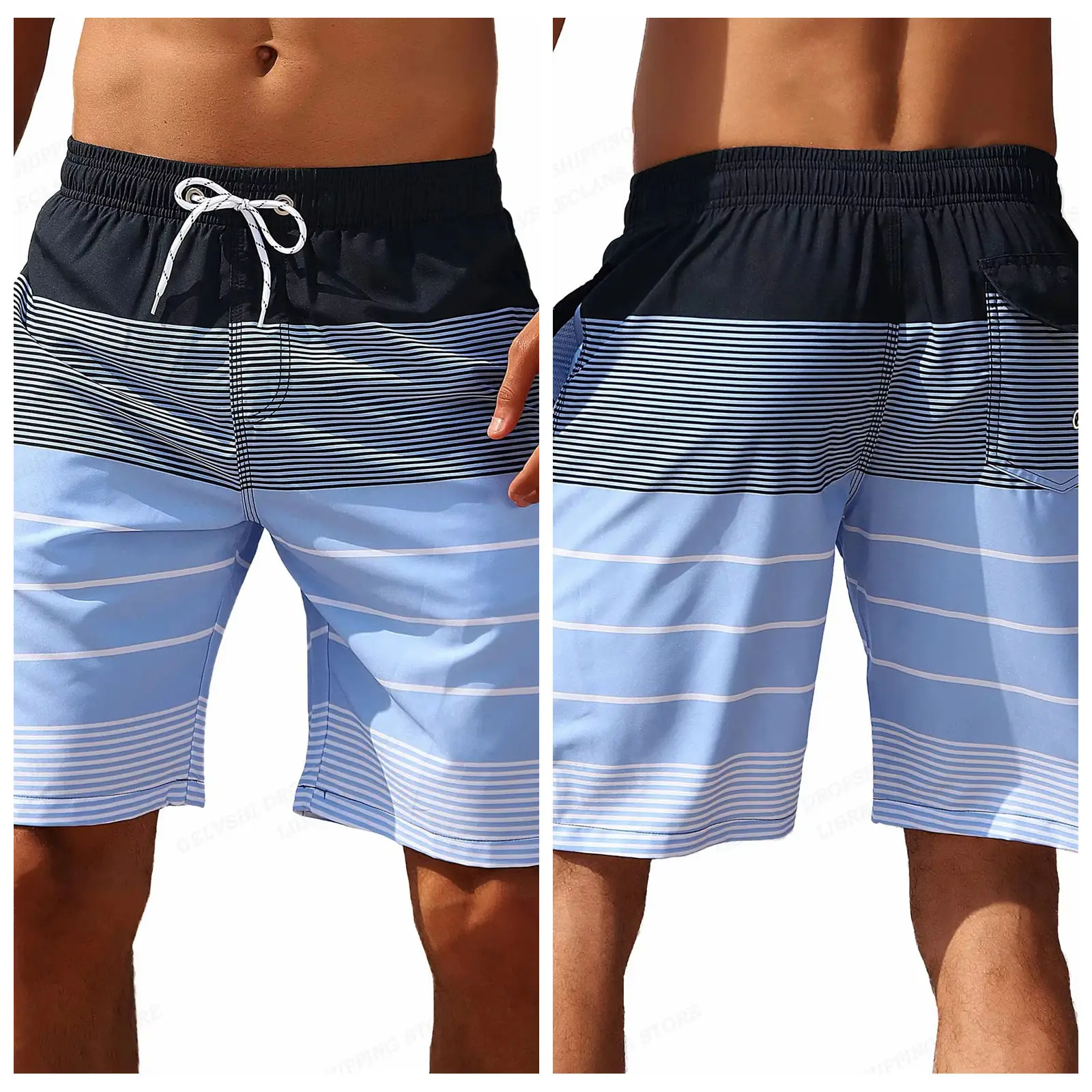 

Vintage Men's Swimming Board Shorts Men's Short Striped 3d Hawaiian Beach Short Men Trunk Swimsuit Men Sports Pant Boy Brief New