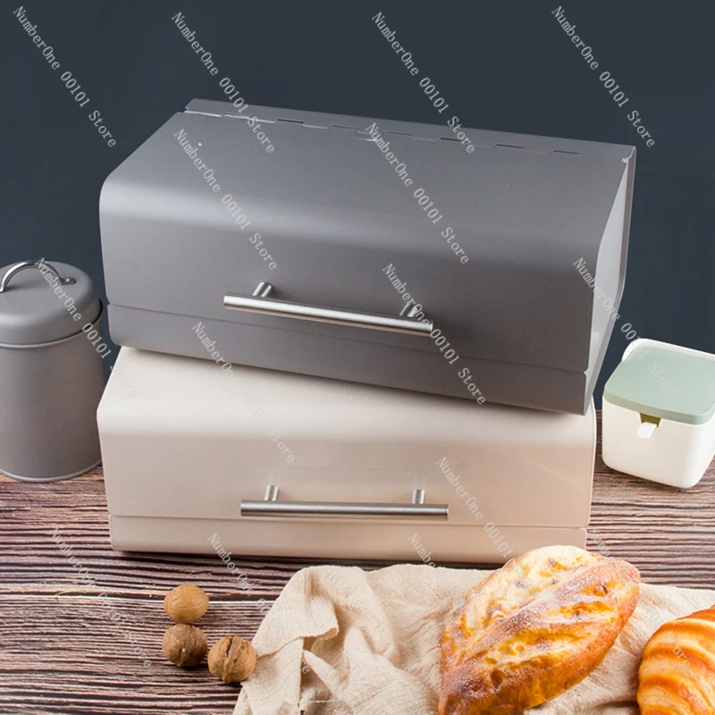 Retro Metal Bread Bin Box Kitchen Storage Container Household Desktop