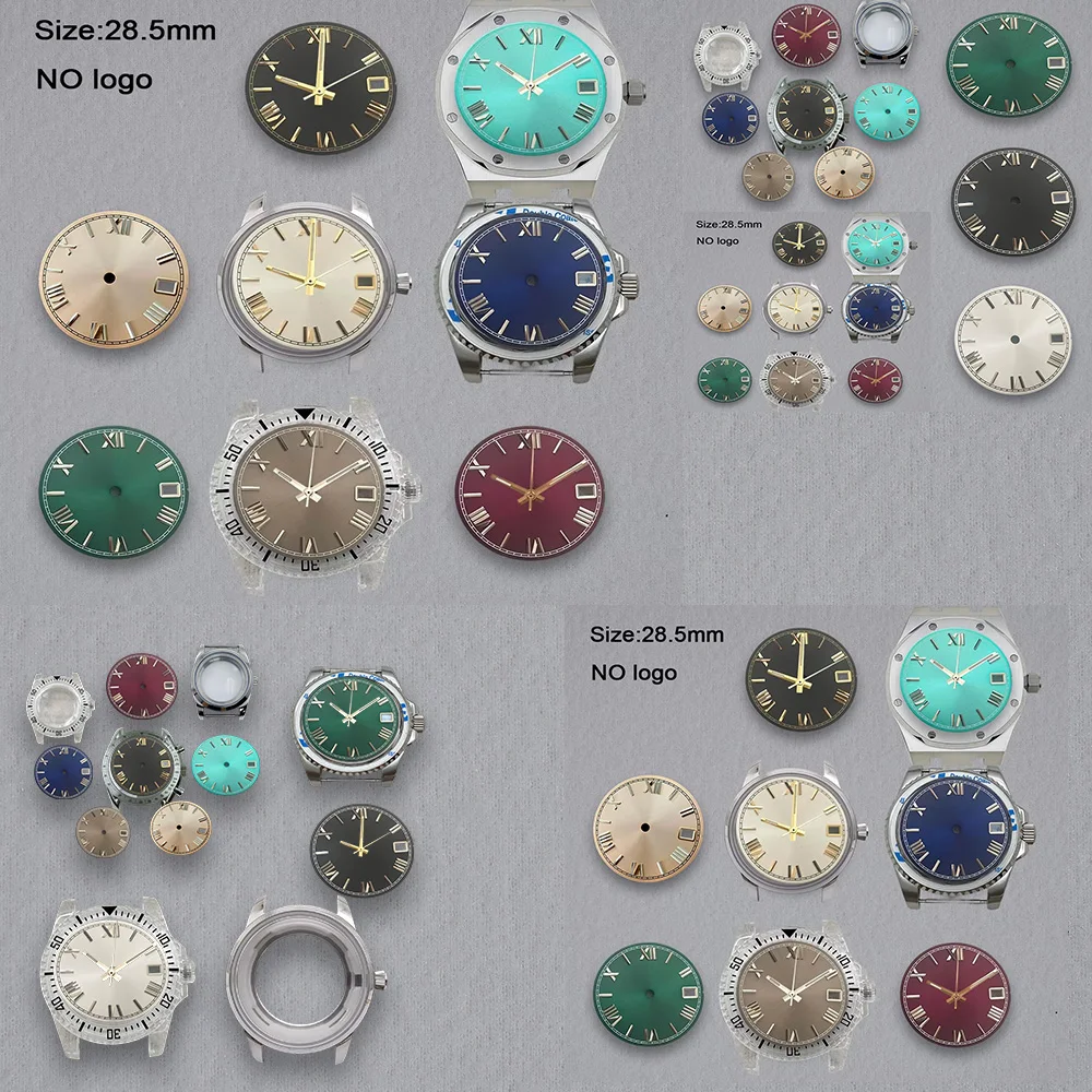 Roman Numerals 28.5mm No Logo Blank Dial High-Quality For NH35 Movement Custom Logo Watch Dials Hands Accessories Repair Tools