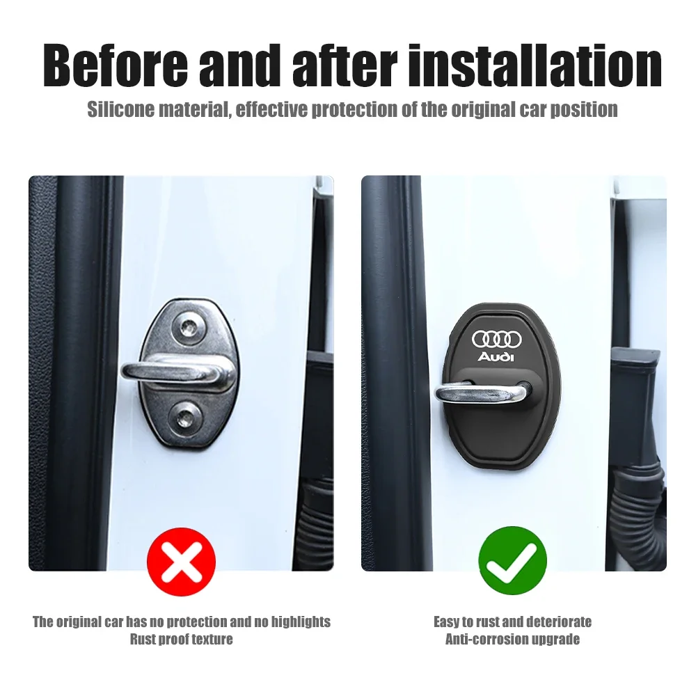 2/4 قطعة سيليكون قفل باب السيارة مشبك حامي غطاء لأودي سلاين TT A1 A2 A3 A4 A5 A6 A7 1.8T 2.0T 2.4 3.0T A8 8P اكسسوارات #2