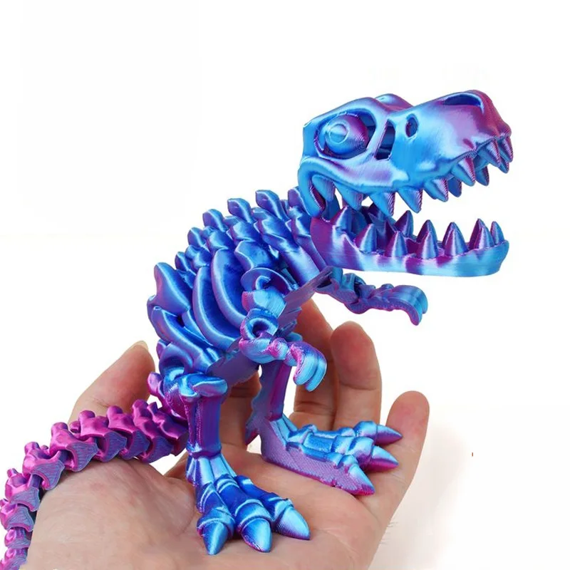 ثلاثية الأبعاد مطبوعة التنين مجموعة الحرف نموذج الديكور تململ لعبة تدوير الديناصور ريكس الهيكل العظمي ديناصور هدية للأطفال أعياد ميلاد