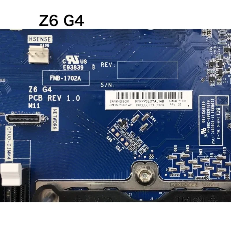 Para placa base de estación de trabajo HP Z6 G4 914283 -001 844781 -001 LGA3647 DDR4 Placa base 100% probada OK Totalmente funciona Envío gratis