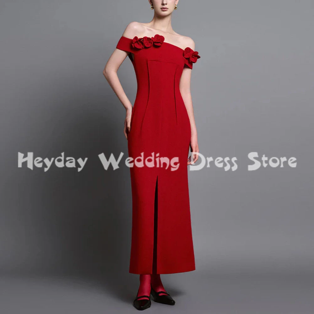 

Heyday Women's 3D Flowers Boat-neck Simple Evening Dresses With Sleeveless Split Ankle-Length Formal Elegant Party Dresses 2025