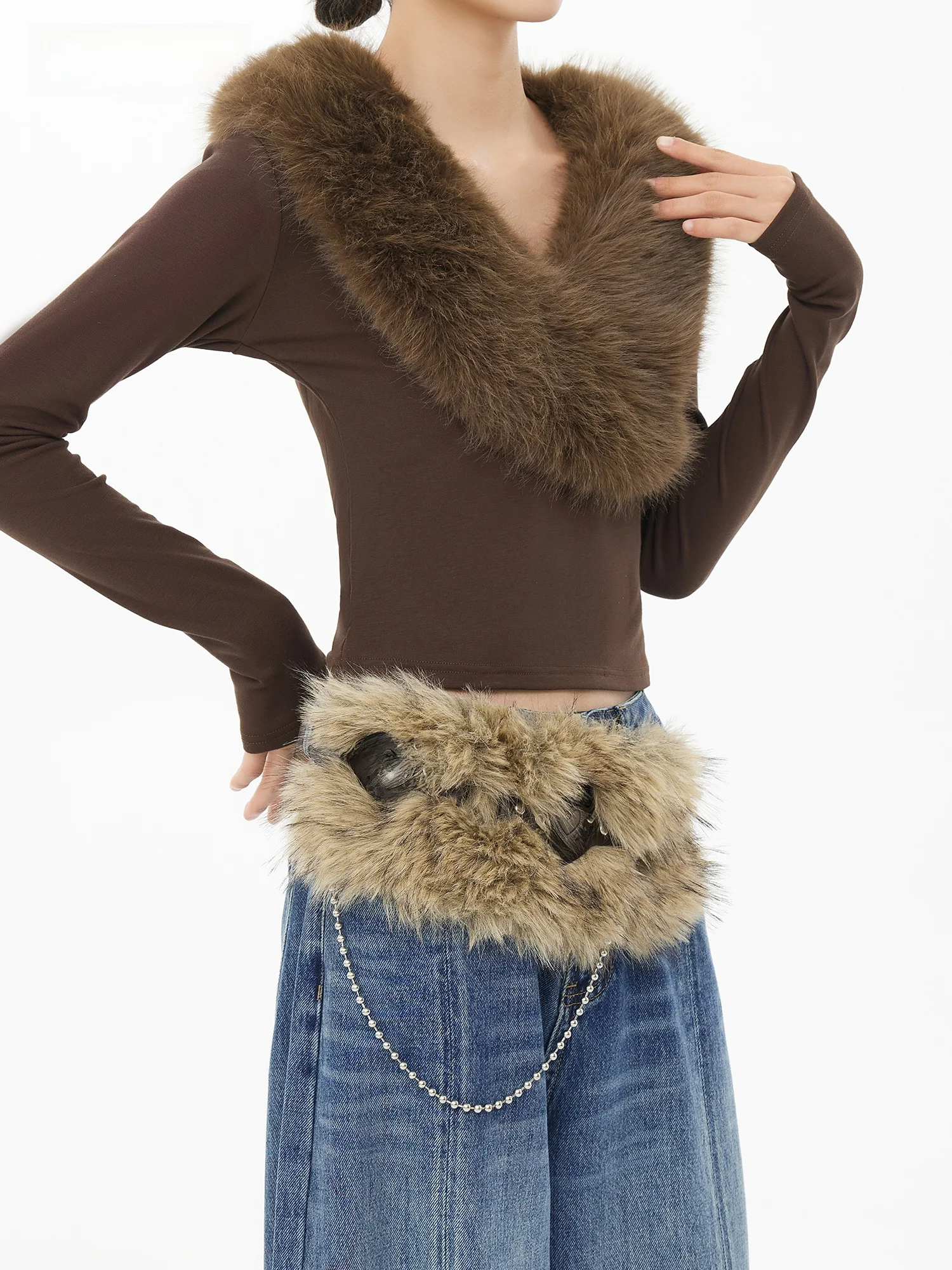 

Женская футболка Ele ort Svel V-ne с длинным рукавом, облегающая, зимняя, модная, повседневная, удобная, дышащая