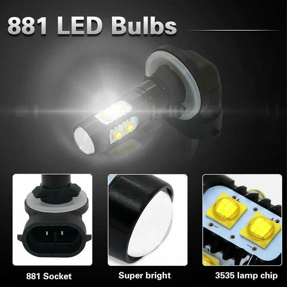 881 LED Fog Light Bulb Projector Lens Auto Driving Lamp Turn Signal Light 12V For Car ATV UTV Motorcycle Headlight 6000K White