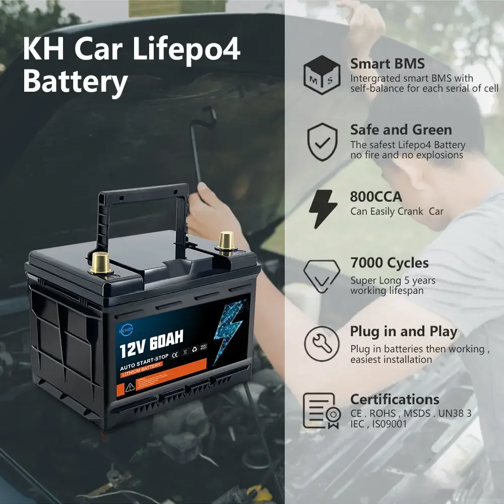 12V 6 Dzm 20 Litio Battery 50Ah 60Ah 200 Amp Lifepo4 Car Starter Battery