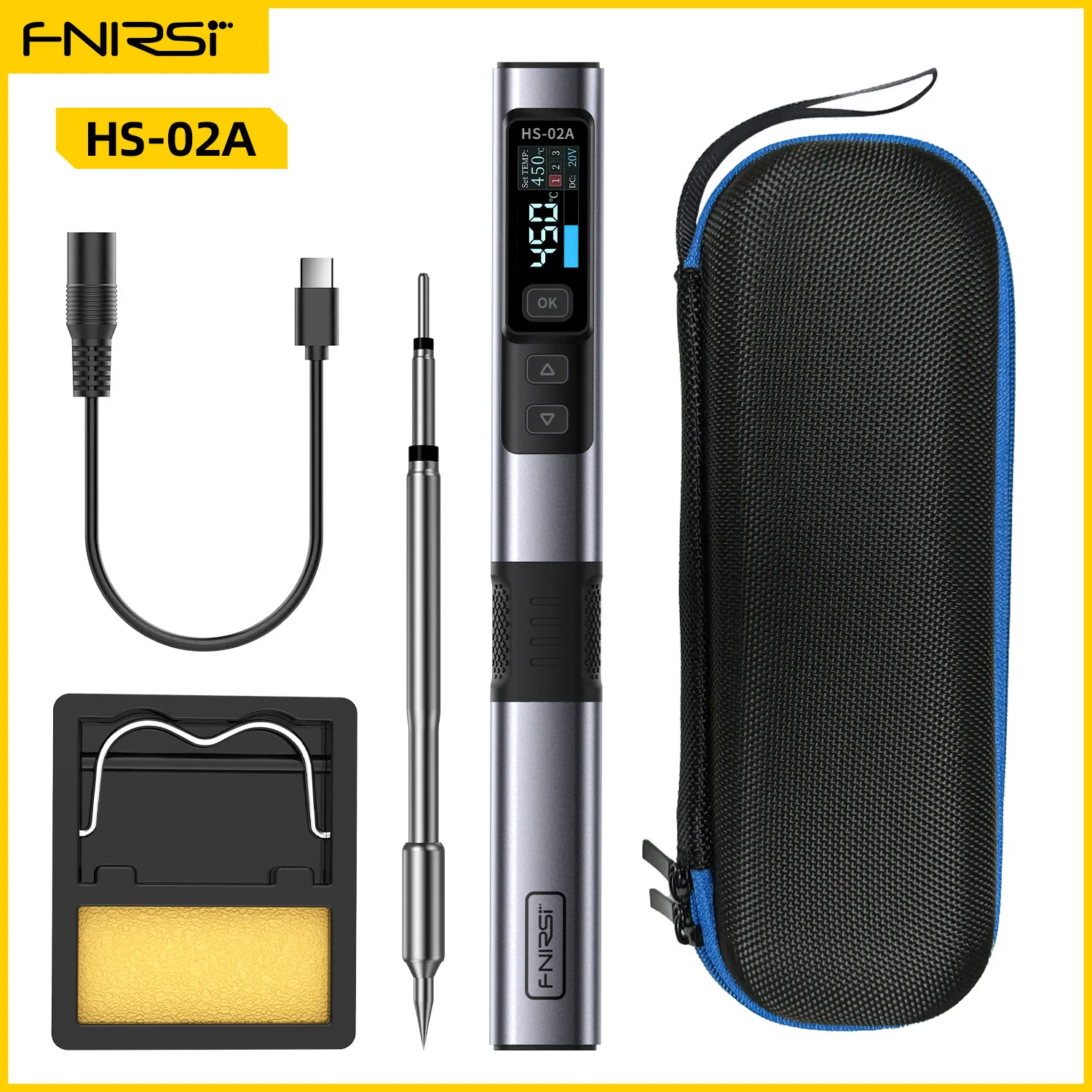 HS-02 Smart Elektrische Soldeerbout PD 100W Constante Temperatuur Kits, 0.96 HD Kleurenscherm