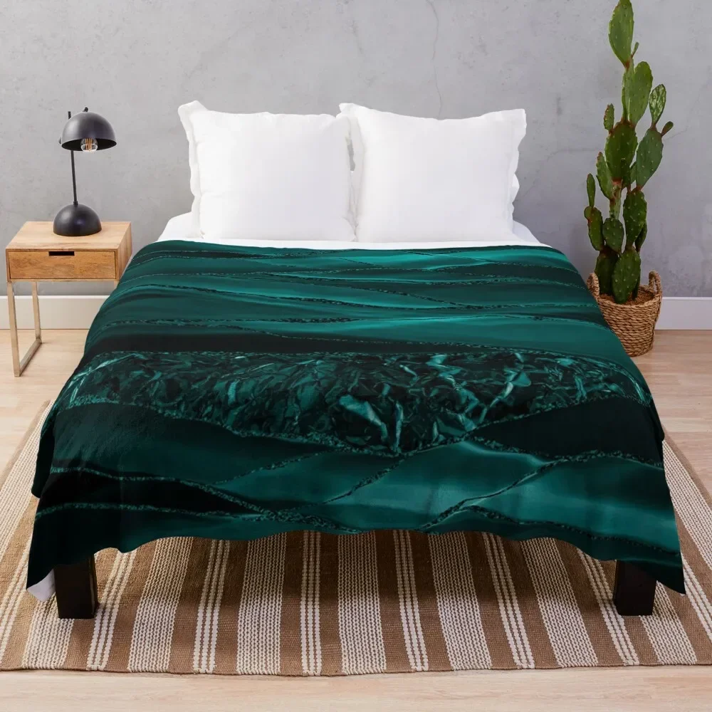 

EmeraldGreen Glamour Marble Faux And Agate Landscapes Throw Blanket warm winter For Decorative Sofa decorative Blankets