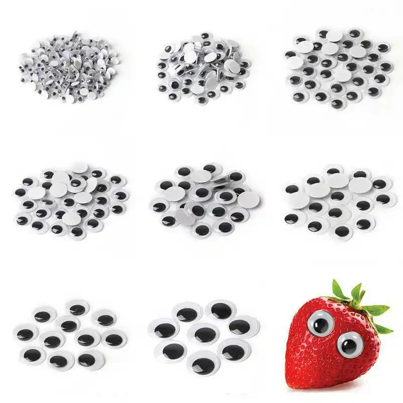 

5-24mm White Background Black Beads Adhesive Backing Plastic Fake Eyes DIY Toys Eyes