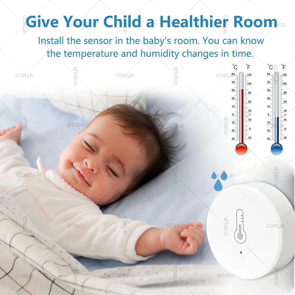 4 Stück Tuya Zigbee Temperatur- und Feuchtigkeitssensor Thermometer Hygrometer APP Fernalarm Funktioniert mit Smart Life Alexa Google Alice