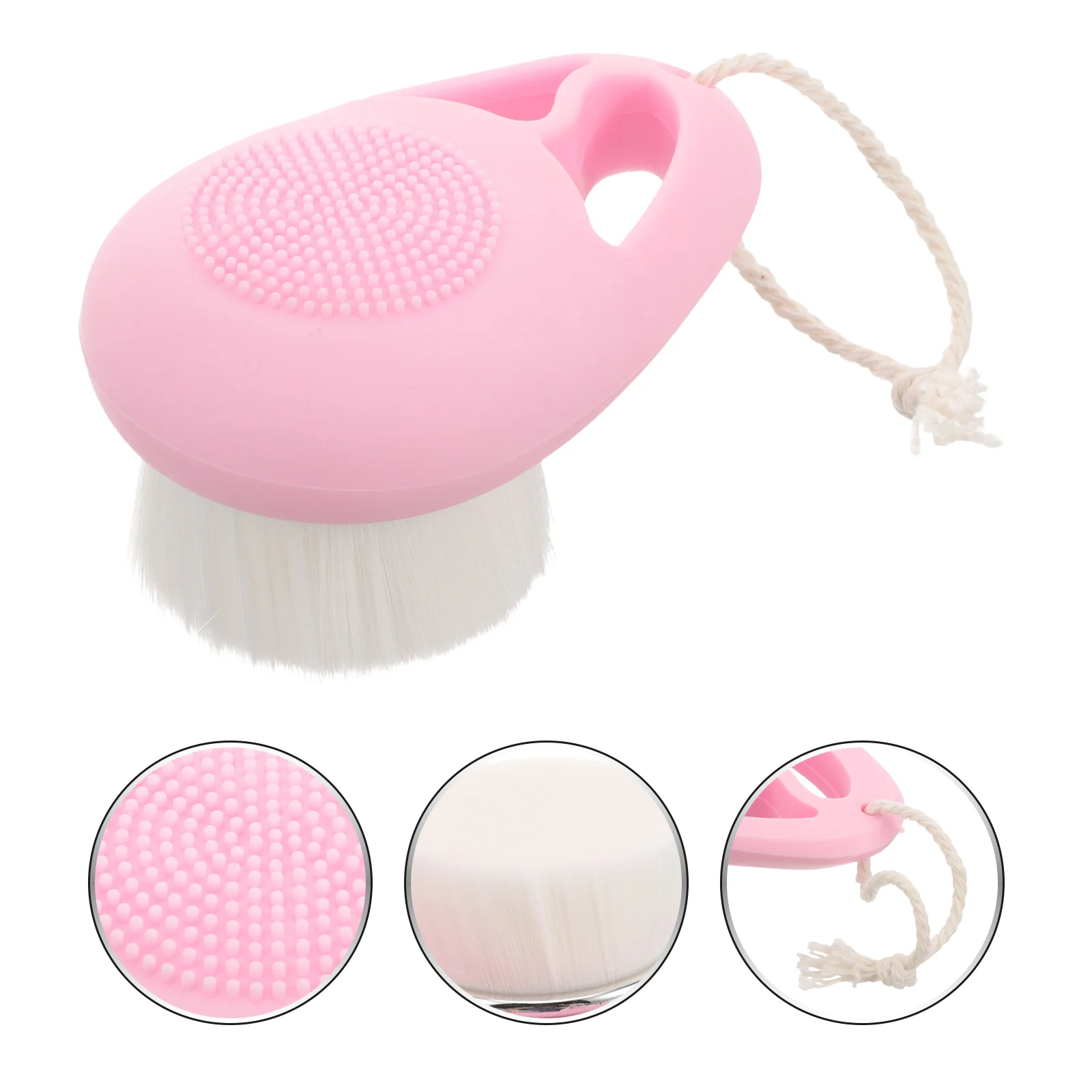 Face Exfoliating Brush Silicone Handle Double-sided Cleansing (pink) Makeup Scrubber Exfoliator Facial