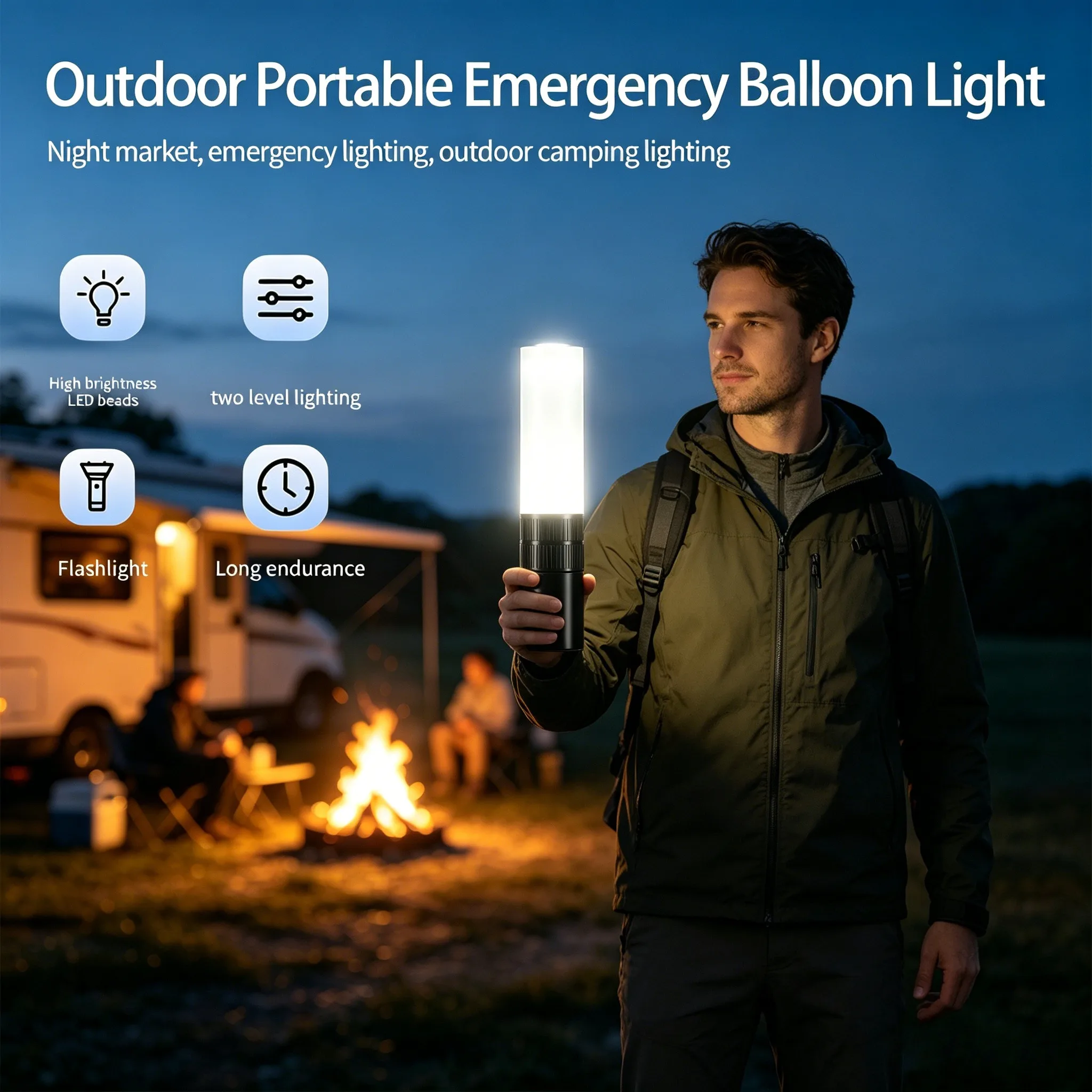 

Multifunctional Outdoor Flashlight with High/Low Brightness & Red SOS Mode, Emergency Rescue & Motorcycle Inspection Light