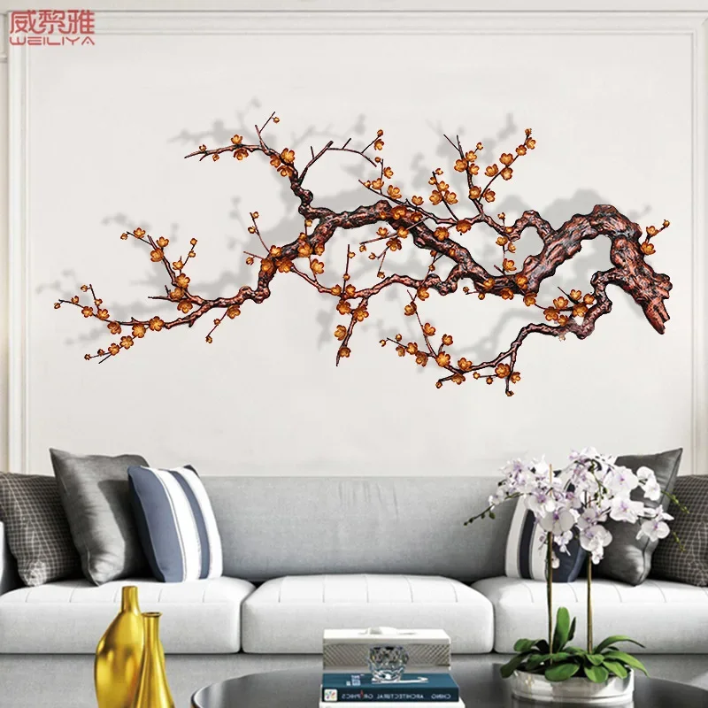 Chinese-style metal plum blossom tree iron craftsmanship, creative living room wall hanging, bedroom feature decoration