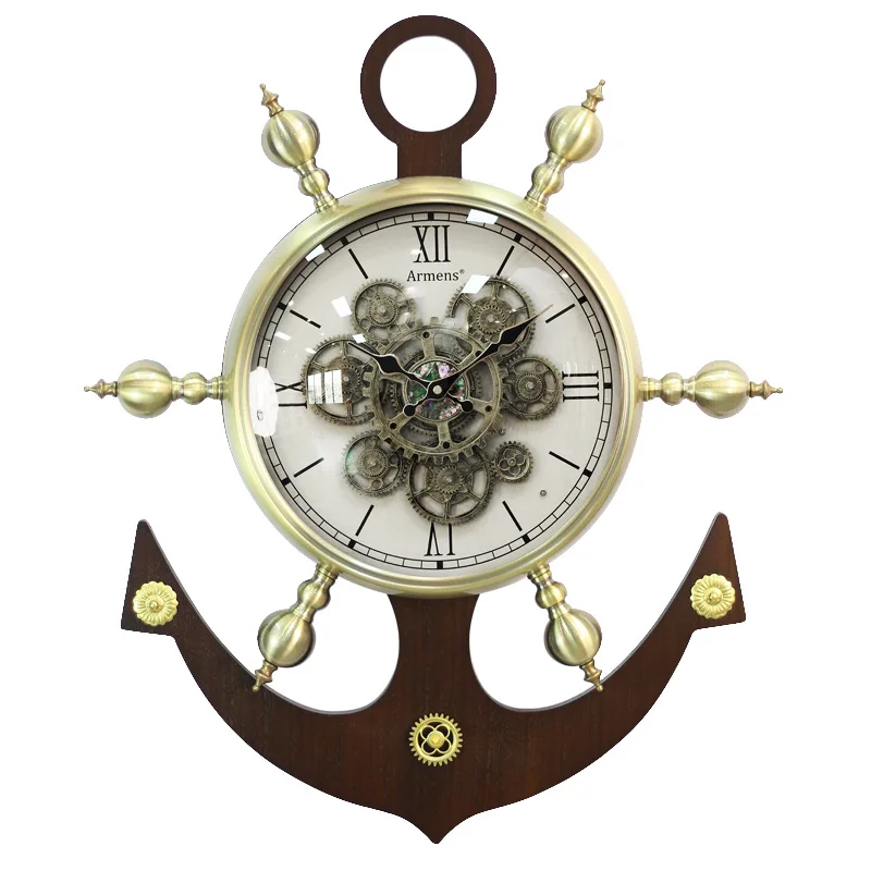 

Living Room Home Bedroom Wall Clock Creative Metal Study Silent Wall-mounted Quartz Art Dining Room Solid Wood