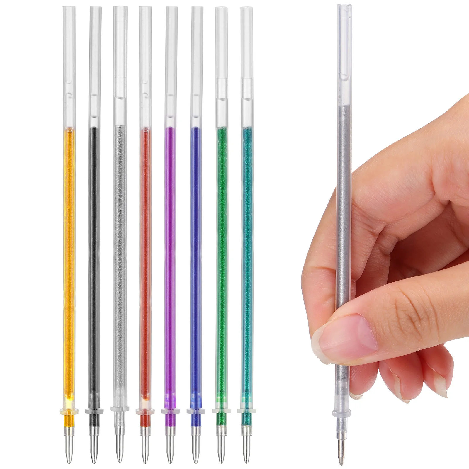 

50Pcs Flashing Gel Pen Refills Bright Vivid Colors Smooth Writing Experience Ideal for Students Creative Note Taking School Use