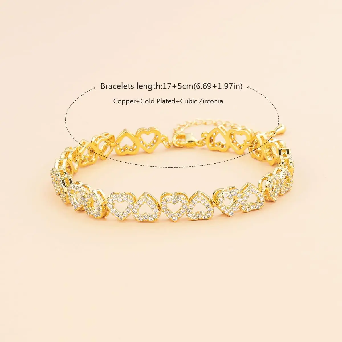 WEIMANJINGDIAN Brand Sparkly Cubic Zirconia Heart Bracelets for Women Girls