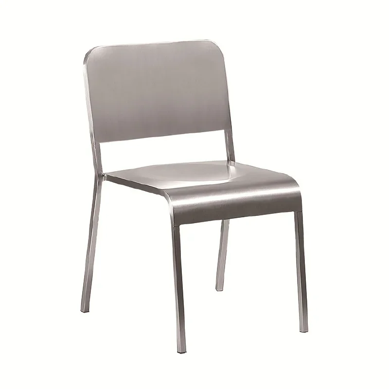 Industrial wind thickened and reinforced all-stainless steel chair, metal hardware stackable dining chair
