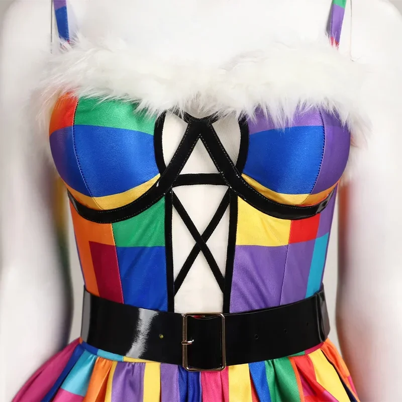 FC6크리스마스 격자 무늬 드레스 여성용 화려한 캐미솔 드레스 소녀 패션 파티 복장 사용자 정의 크기@FC8!