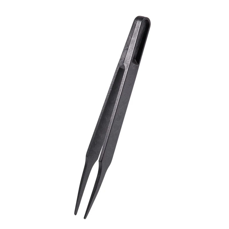 Industries Round Tip Straight Plastic Anti-Static Tweezers Black 10Pcs