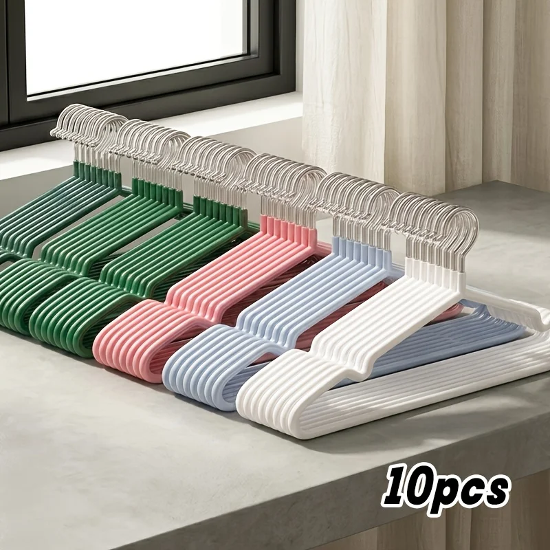 Image of 10 Stück Nano-beschichtete Rutschfeste Kleiderbügel-Set, Anti-Rutsch Trocken-Nass Doppelfunktionsbügel, Kleiderorganizer für Kleiderschrank Badezimmer Wäscheraum ​