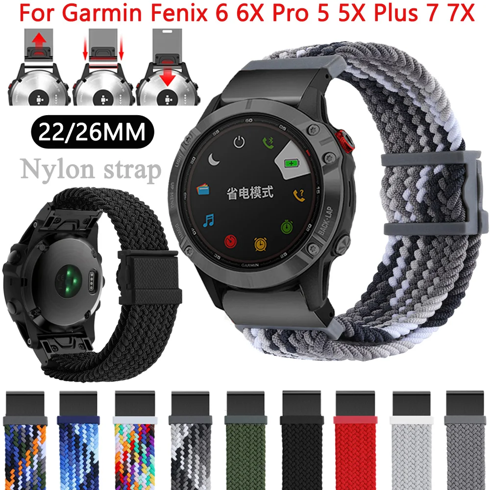 New 22 26mm Strap For Garmin Fenix 6 6X Pro 5 5X Plus 7 7X Smart Watch Band 3 3HR 945 MK2i Quick Fit Nylon Watchband Replacement