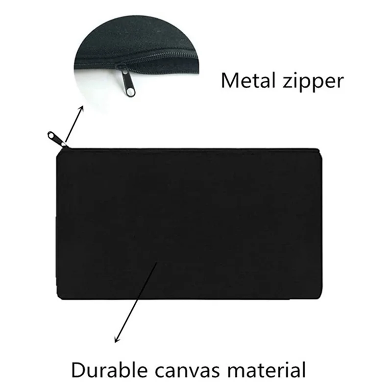 

90 Pcs Black Blank Canvas Bag 8.3X4.7In Stationery Storage Zipper Bag DIY Graffiti Pencil Case DIY Gift Bag