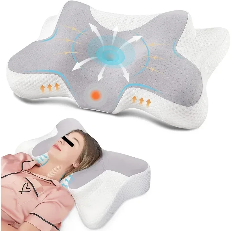 Cervical Pillow for Bed Sleeping, Memory Foam Contour Neck Pillows with Breathable Pillowcase, Ergonomic Neck Support Pillows