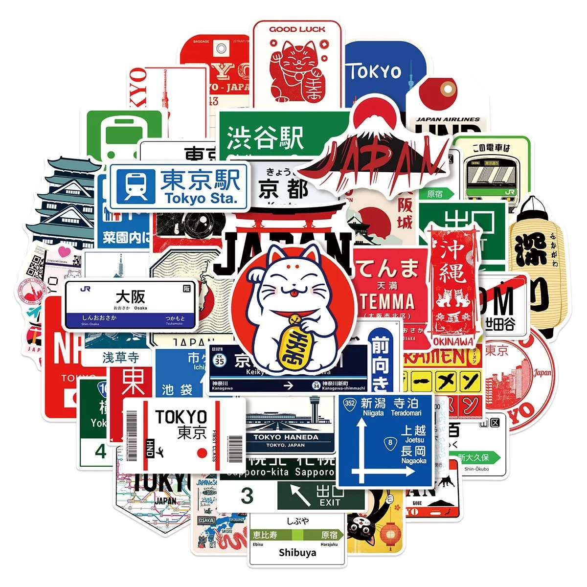 10/50Pcs Japanese Tokyo Stop Sign Logo Stickers Aesthetic DIY Stickers Scrapbooking Phone Luggage Skateboard Waterproof Decals
