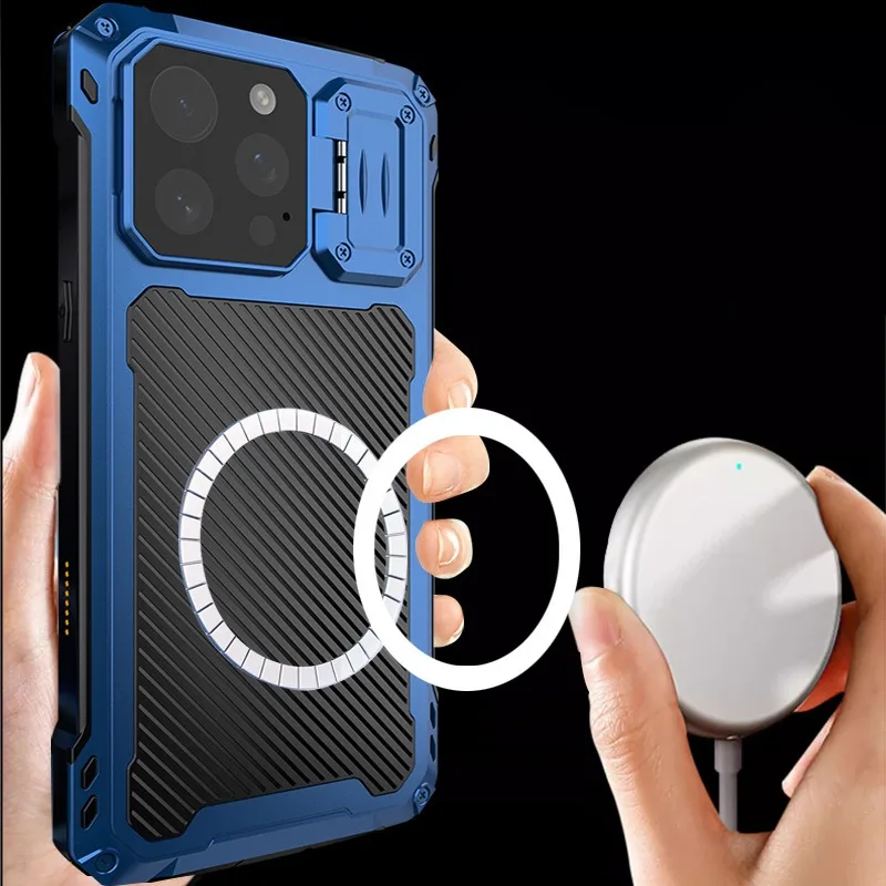 High-quality Heavy Duty Military Armor Metal Case for IPhone 16 Pro Max Shockproof Cover Camera Holder Screen Protector Magsafe