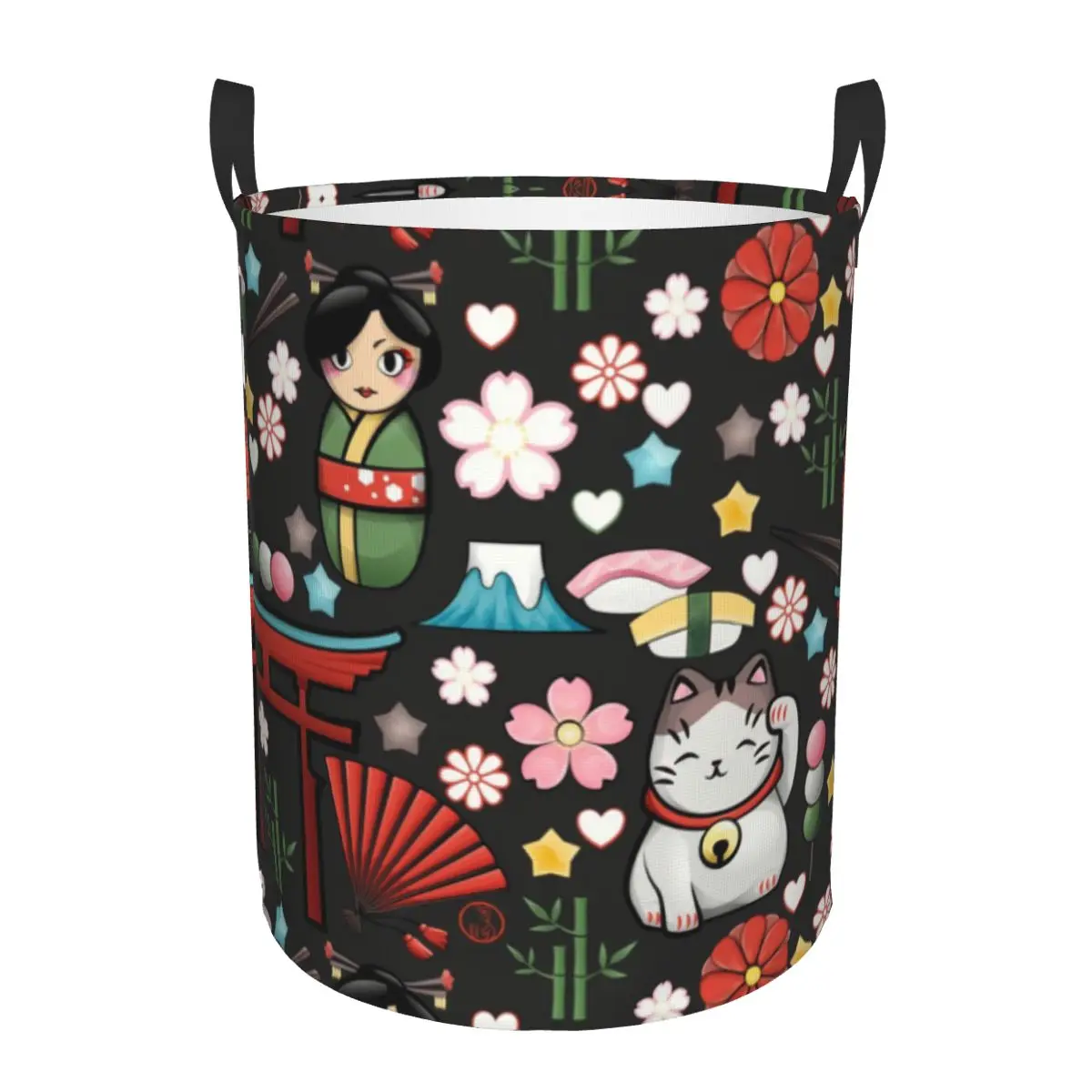 

Изготовленная на заказ корзина для белья Kawaii Maneki Neko Lucky Cat, складная большая корзина для хранения одежды, японская гейша, детская корзина