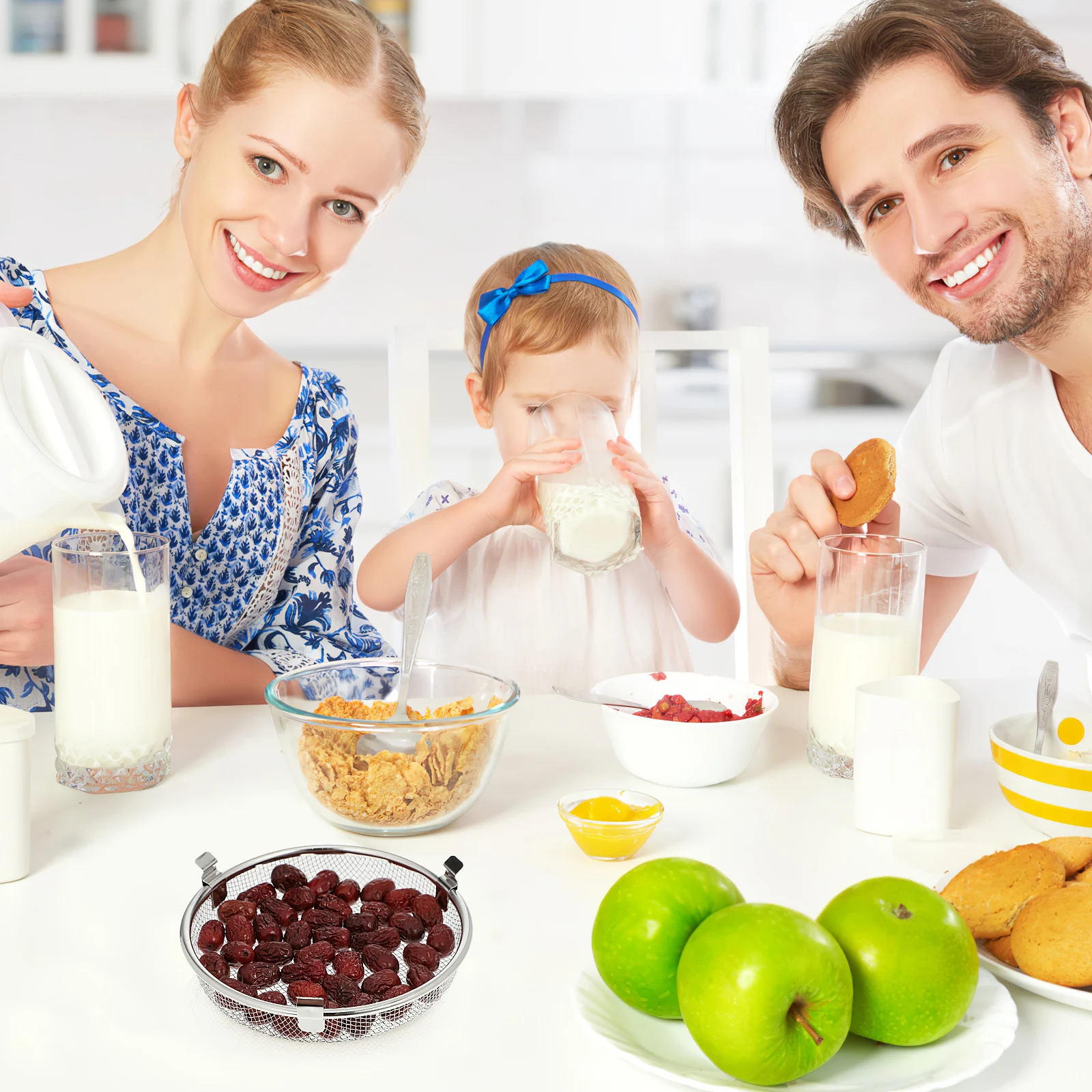 

Dishwasher Basket Stainless Steel Round Mesh Storage Basket Metal Cutlery Utensil Organizer Large Capacity Practical