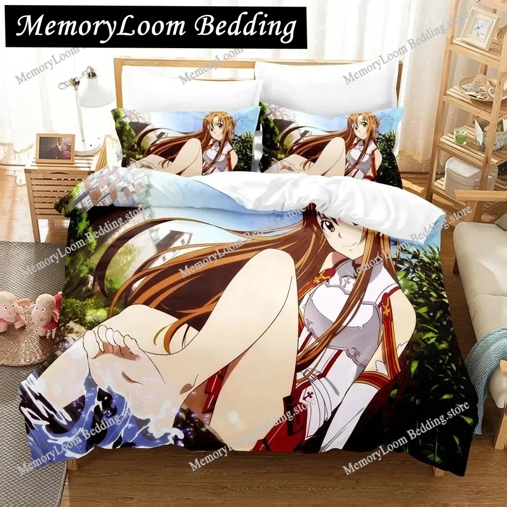 

Sword Art Online Bedding Set 3D Anime Polyester Quilt Cover Pillowcases Queen King For Kids Gift Anime Duvet Cover Sets